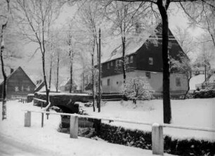 Richtermühle in Steinbach : Mühle und Bäckerei zum ehem. Erblehnrichtergut gehörig; Mühlbrücke 1839, Wehr mit Grabenbeginn für Mühle Engelhardt