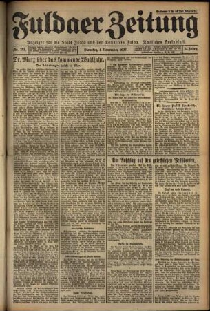 Erste Ausgabe vom Dienstag, den 01. November 1927.