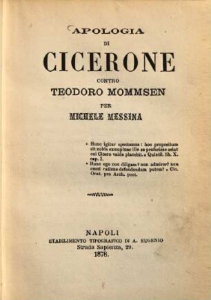 Apologia di Cicerone contro Teodoro Mommsen
