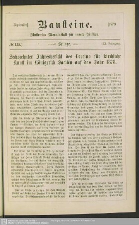 Sechszehnter Jahresbericht des Vereins für kirchliche Kunst im Königreich Sachsen auf das Jahr 1878