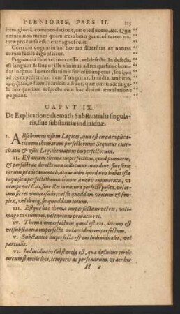 Caput IX. De Explicatione thematis Substantialis singularis, sive substantiae individuae.