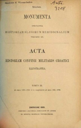 Spomenici hrvatske Krajine, 3. Od godine 1693 do 1780 u dodatku od g. 1531 do 1730