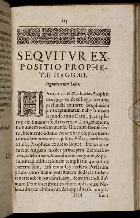 Sequitur Expositio Prophetae Haggaei. Argumentum Libri