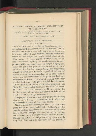 Legends, Songs, Customs and History of Dardistan.