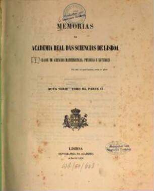 Memorias da Académia Real das Sciências de Lisboa, 3,2. 1865