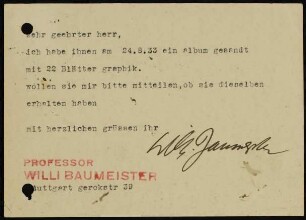 sehr geehrter herr, ich habe ihnen am 24.8.33 ein album...
