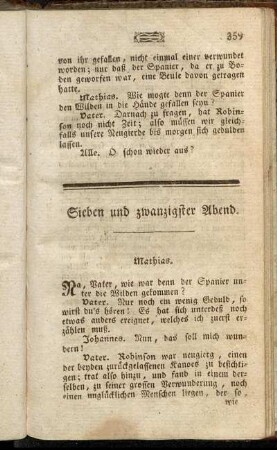 Sieben und zwanzigster Abend. - Acht und zwanzigster Abend.
