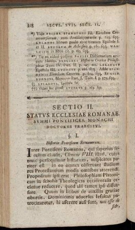 Sectio II. Status Ecclesiae Romanae. Summi Pontifices, Monachi Doctores Praecipui.