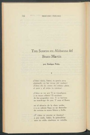 Tres sonetos en alabanza del Beato Martín