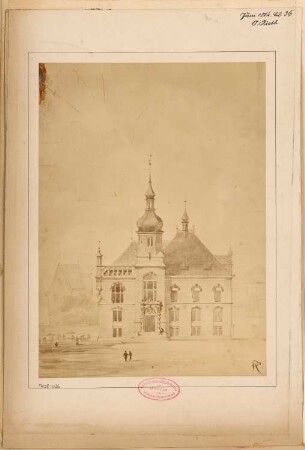 Rathaus, Rastenburg Monatskonkurrenz Juni 1884: Aufriss Vorderansicht