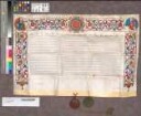 Mutius Vitellescus, praepositus generalis des Jesuitenordens, errichtet im Anschluß an die von Gregor XIII. 1584 errichteten Sodalitates Virginis annunciatae eine Congregatio b. Mariae dolorosae in Coesfeld, die der Congregatio primaria gleichen Namens in Rom inkorporiert wird. Unterschriften: Mutius Vitellescus, Franciscus Piccolomineus secr.