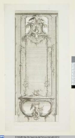 Wandspiegel mit asiatischer Figur und faulenzendem Genius