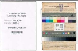 Entnazifizierung Wilhelm Brimacher , geb. 10.06.1888 (Werkmeister)