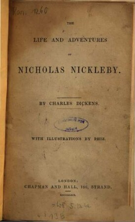 The Life and Adventures of Nicholas Nickleby