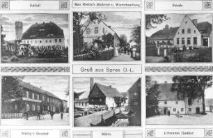 Hähnichen-Spree. Wassermühle u.a. Motive, Ansichtskarte, um 1910, Repro (RA Görlitz, Postkartensammlung)