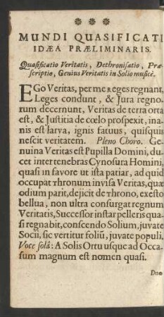 Mundi Quasificati Idaea Praeliminaris.