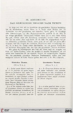 III. Abschnitt. Das griechische Theater nach Vitruv