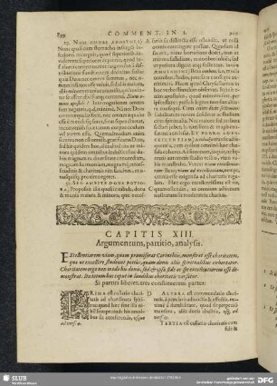 Capitis XIII. Argumentum, partitio, analysis