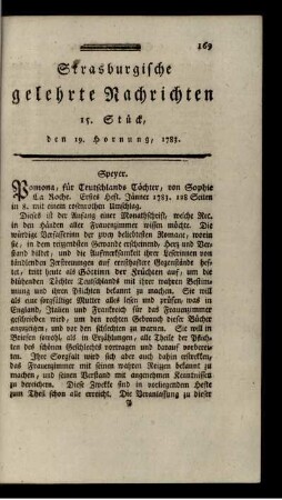 15. Stück, den 19. Hornung, 1783.