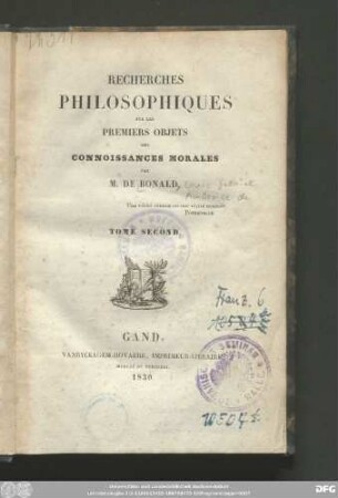 Tome Second: Recherches Philosophiques Sur Les Premiers Objets Des Connoissances Morales