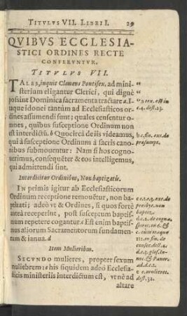 Quibus Ecclesiastici Ordines Recte Conferuntur. Titulus VII.
