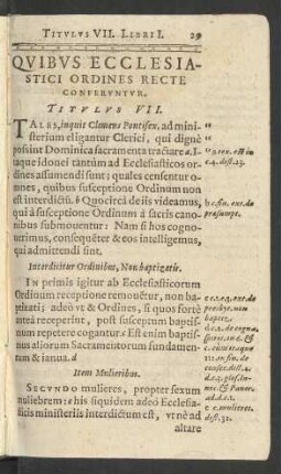 Quibus Ecclesiastici Ordines Recte Conferuntur. Titulus VII.
