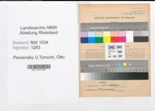 Entnazifizierung Otto Von Paczensky U.Tenczin , geb. 28.03.1850 (Generalmajor)