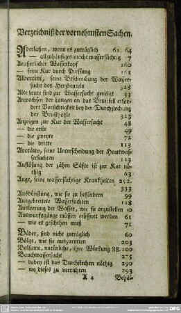 Verzeichniß der vornehmsten Sachen