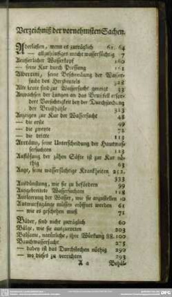 Verzeichniß der vornehmsten Sachen