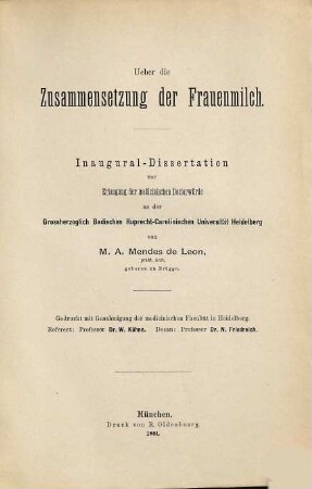 Ueber die Zusammensetzung der Frauenmilch