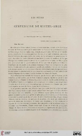 2. Pér. 12.1875: Les fêtes du centenaire de Michel-Ange