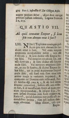 370-384, Quaestio VII. Ad quid teneatur Emptor, si bona fide rem alienam emat a fure?