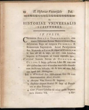 II. Historiae Vniversalis Scriptores.