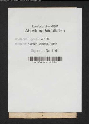 Auslieferung der persönlichen Papiere der Stiftsdame Elisabeth v. Weveld an Marianne v. Weveld in Wien.