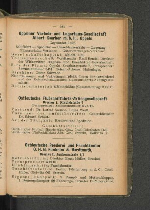 Oppelner Verlade- und Lagerhaus-Gesellschaft Albert Koerber m.b.H., Oppeln