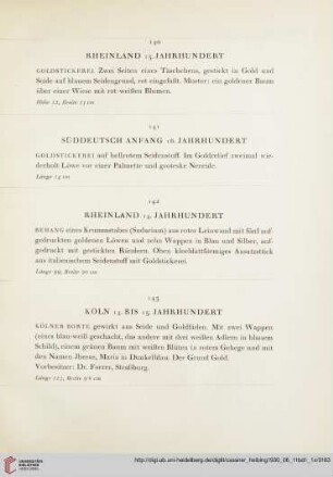 Stickereien und Spitzen (Nr. 140-188)