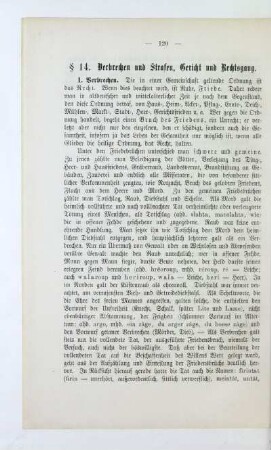 § 14. Verbrechen und Strafen, Gericht und Rechtsgang