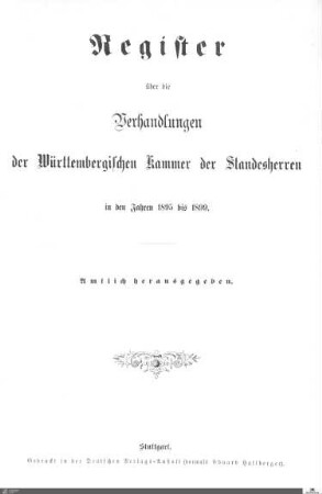 2,16: Landtag Württemberg - Kammer 1, Register 1895-1899