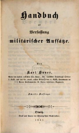 Handbuch zur Verfassung militärischer Aufsätze