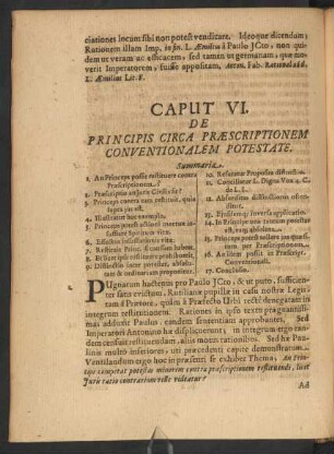 Caput VI. De Principis Circa Praescriptionem Conventionalem Potestate.