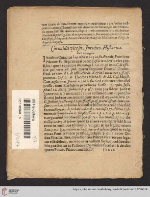 Coronidis vice sit, Juridico-Historica
