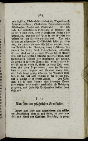 §. 23. Von schnellen gefährlichen Krankheiten.