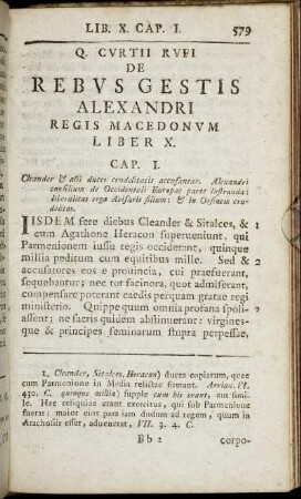 Q. Curtii Rufi De Rebus Gestis Alexandri Regis Macedonum Liber X.