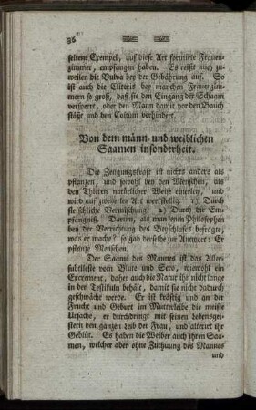 Von dem männ- und weiblichen Saamen insonderheit.