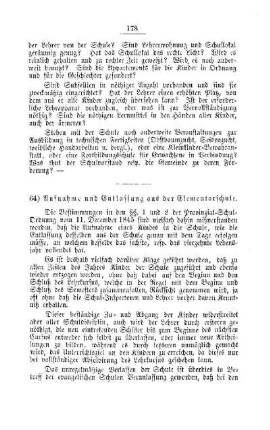 Aufnahme und Entlassung aus der Elementarschule : [V. Elementarschulwesen]