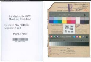 Entnazifizierung Franz Plum , geb. 11.06.1902 (Inspektor)