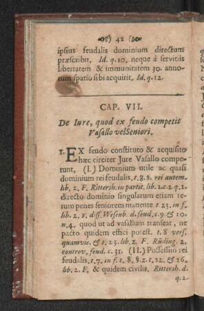 Cap. VII. De Iure, quod ex feudo ... [Cap. VII. - IX.]