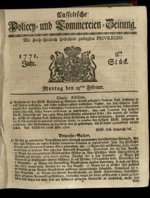 8tes Stueck, Montag den 25ten Februar 1771