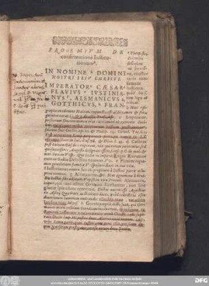 Prooemium De confirmatione Institutionum