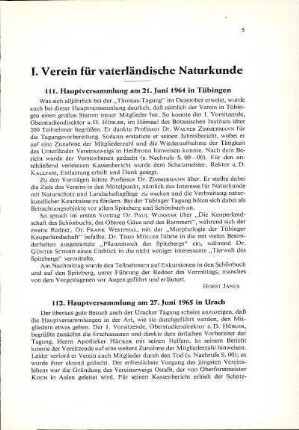 I. Verein für vaterländische Naturkunde